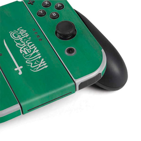 Saudi Arabia Flag Distressed Nintendo Switch OLED (2021) Skin